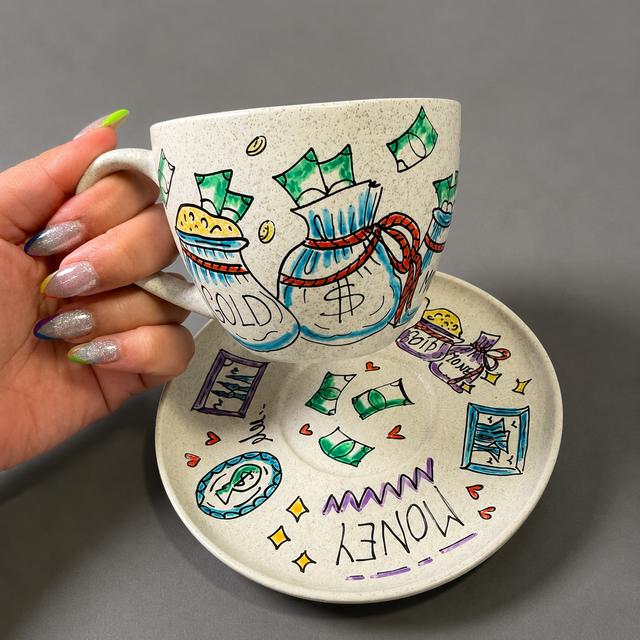 Mug (doodle money) Green (Copy)