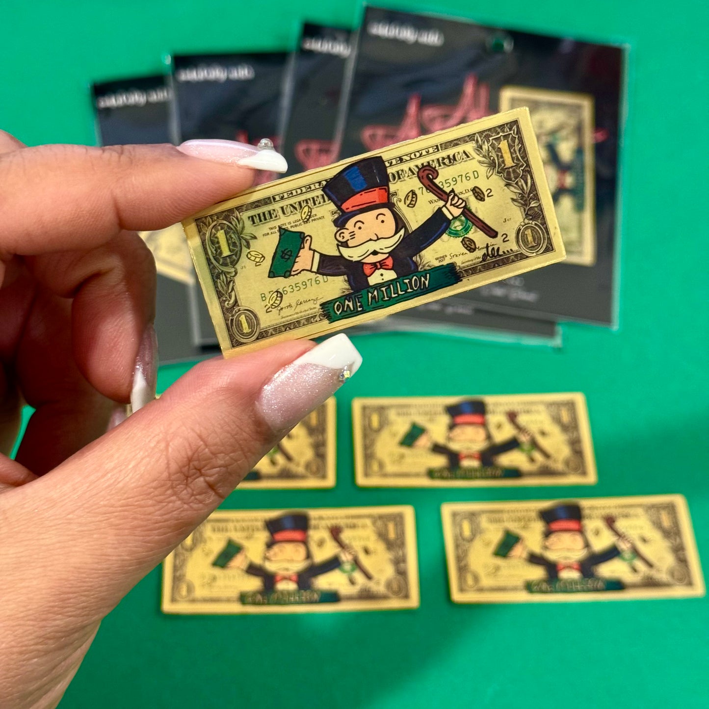Dollar bill ( Monapoly ) Gold sticker