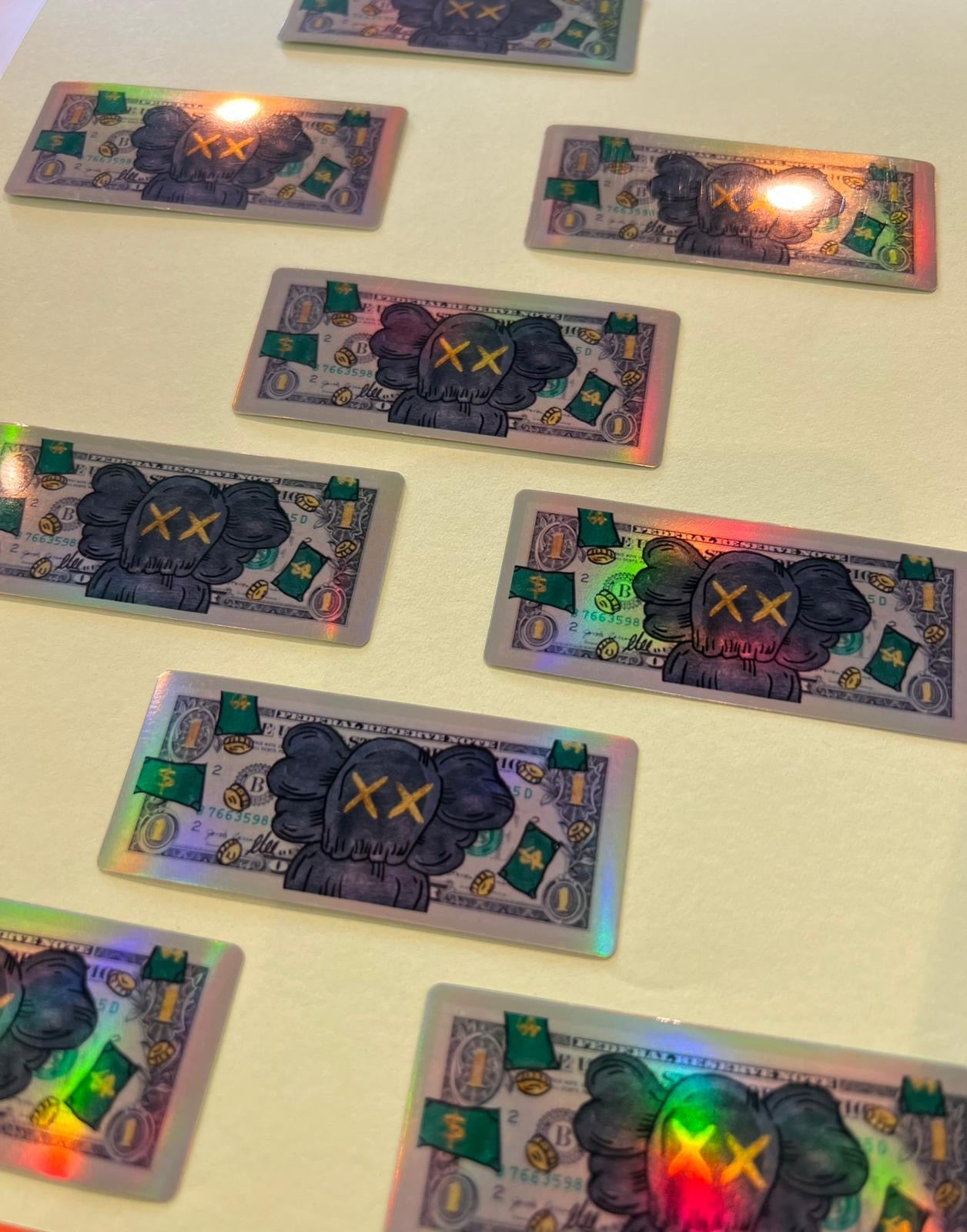 Dollar bill (Kaws) holographic sticker