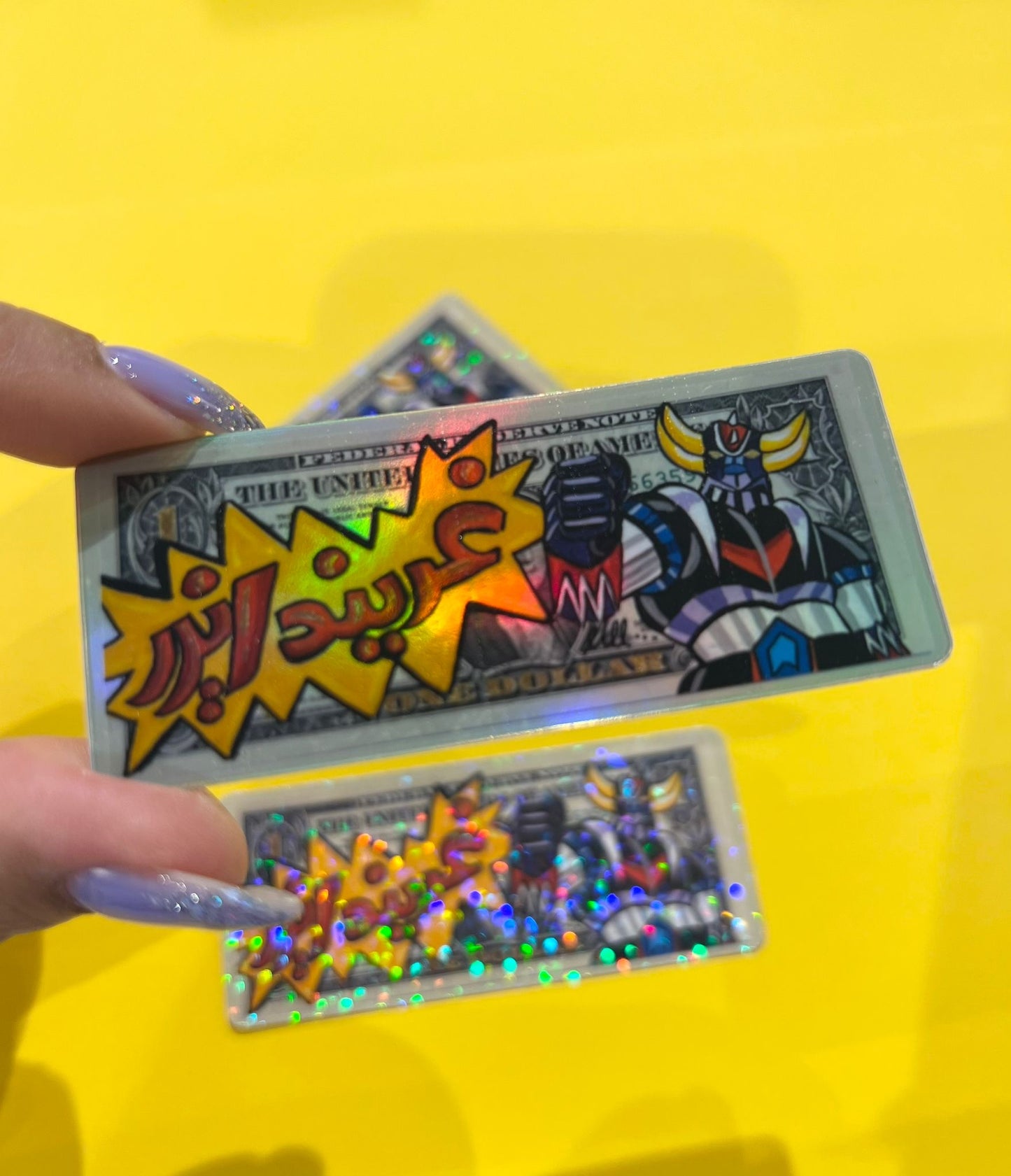 Dollar bill ( Grendizer ) holographic sticker