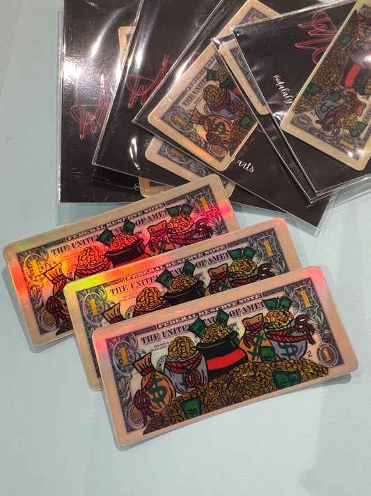 Dollar bill ( Load of Money) holographic sticker