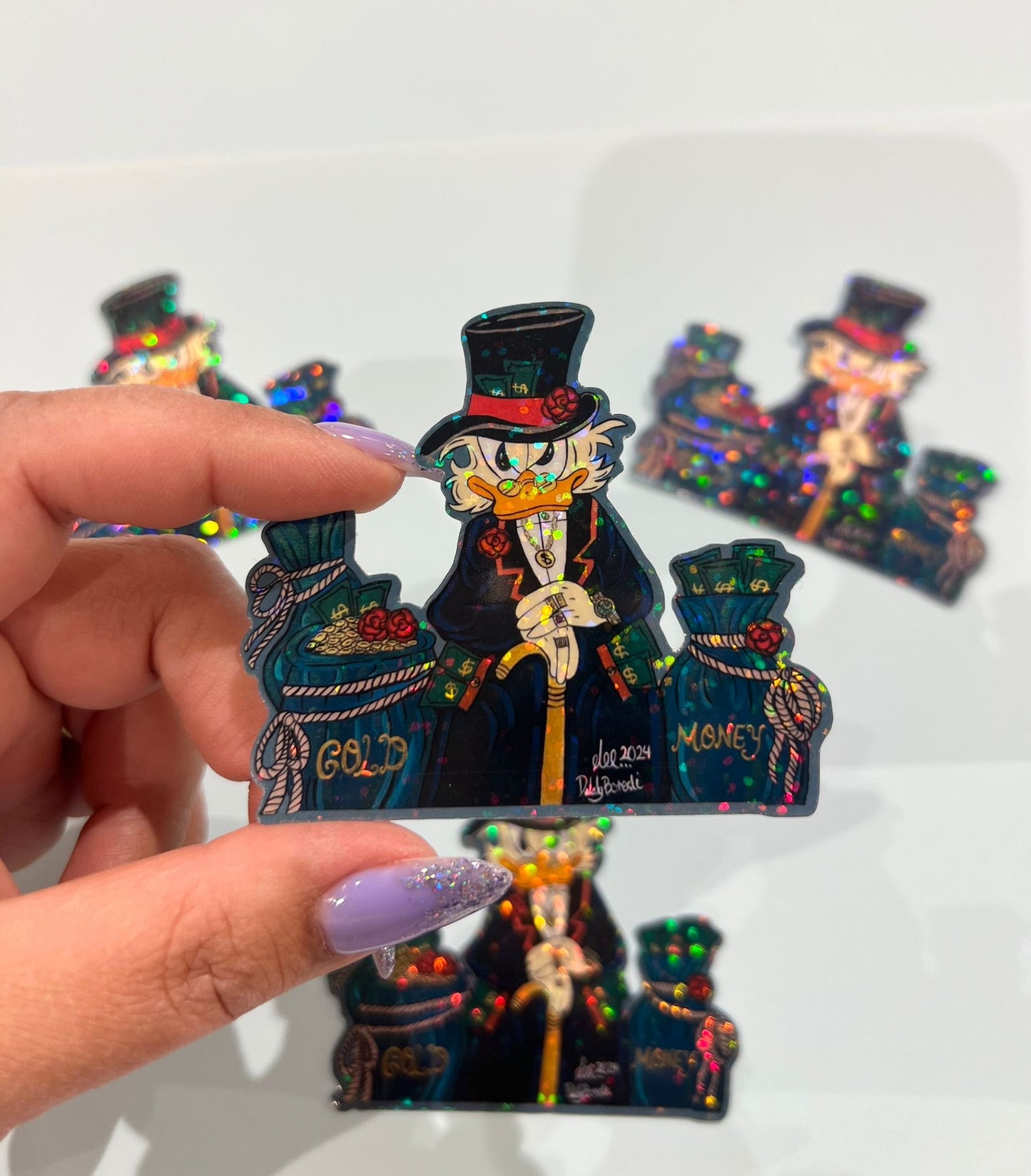 Uncle Scrooge Wealthy holographic sticker