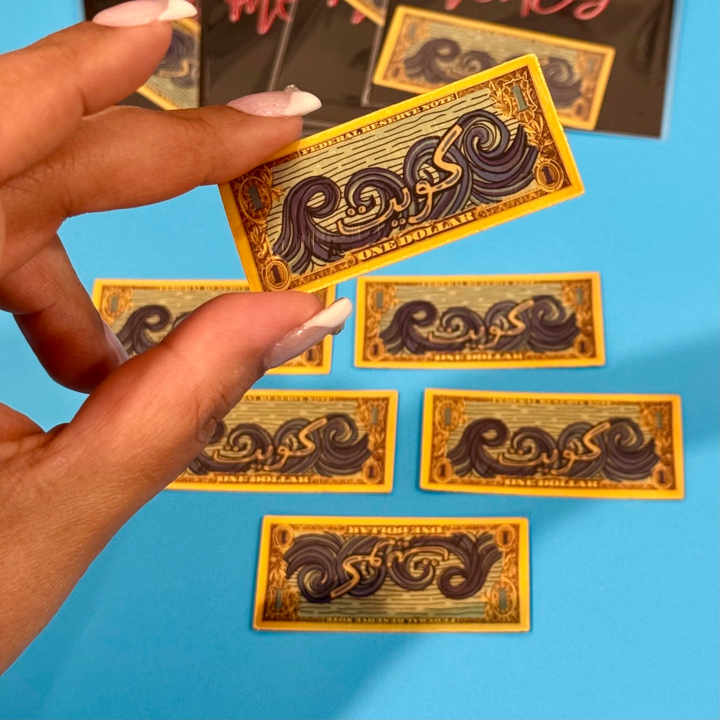 Dollar bill ( Kuwait) Gold sticker