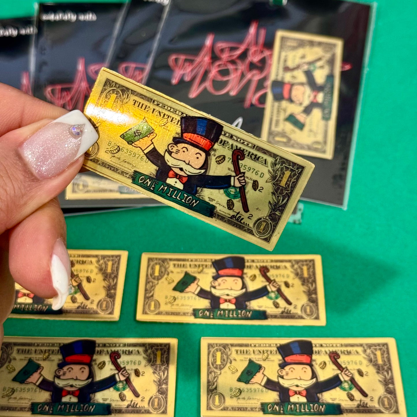 Dollar bill ( Monapoly ) Gold sticker