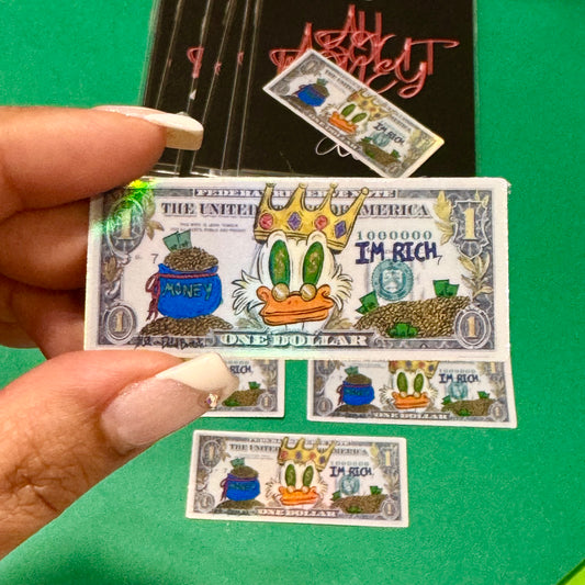 Dollar bill ( king scrooch ) holographic sticker