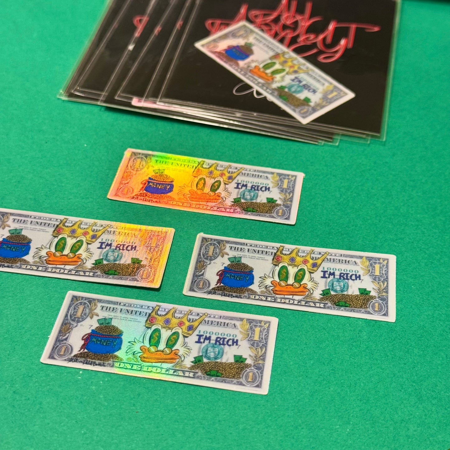 Dollar bill ( king scrooch ) holographic sticker