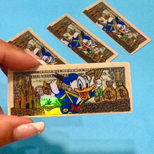 Dollar bill ( donald ) holographic sticker
