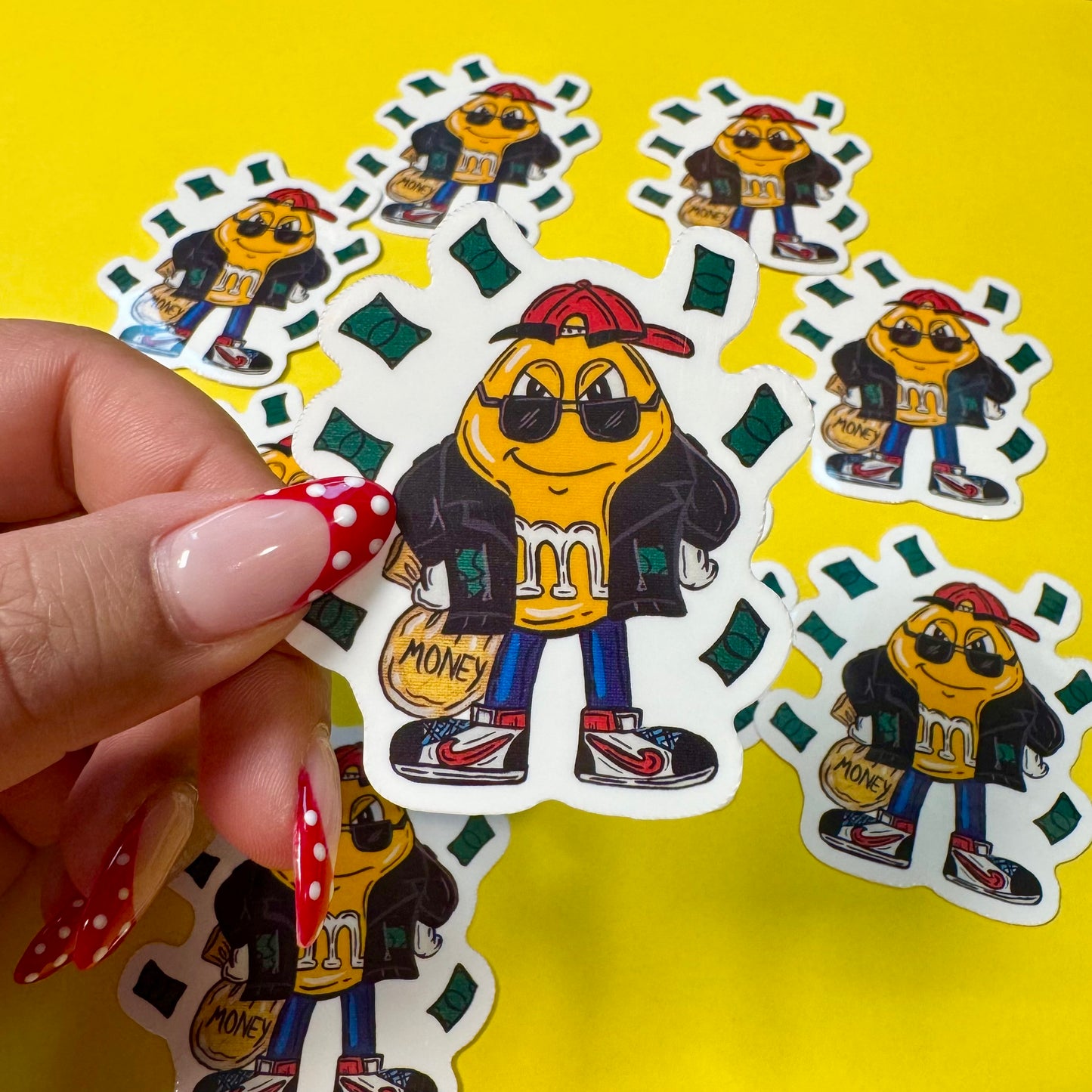 Yellow M&M  / glossy sticker