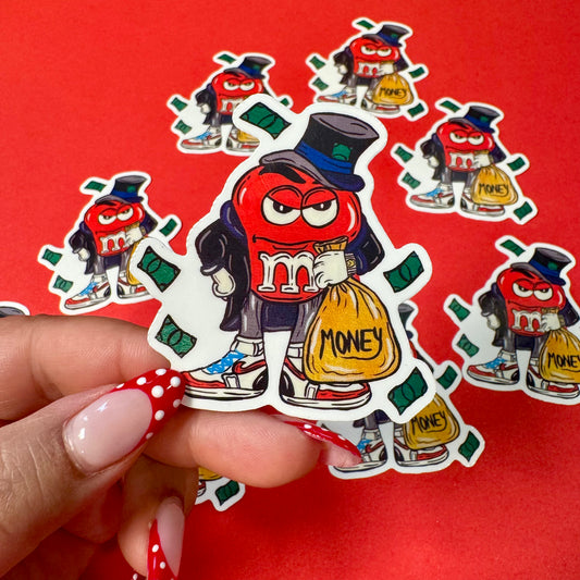 Red M&M  / glossy sticker