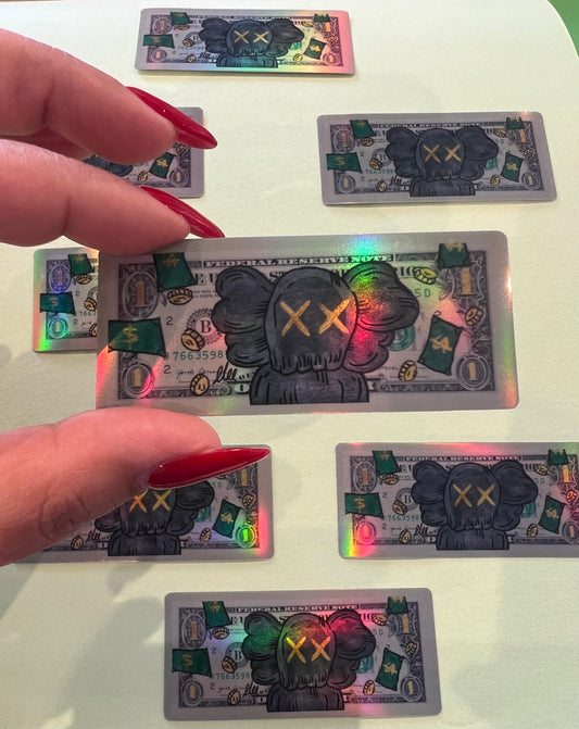 Dollar bill (Kaws) holographic sticker