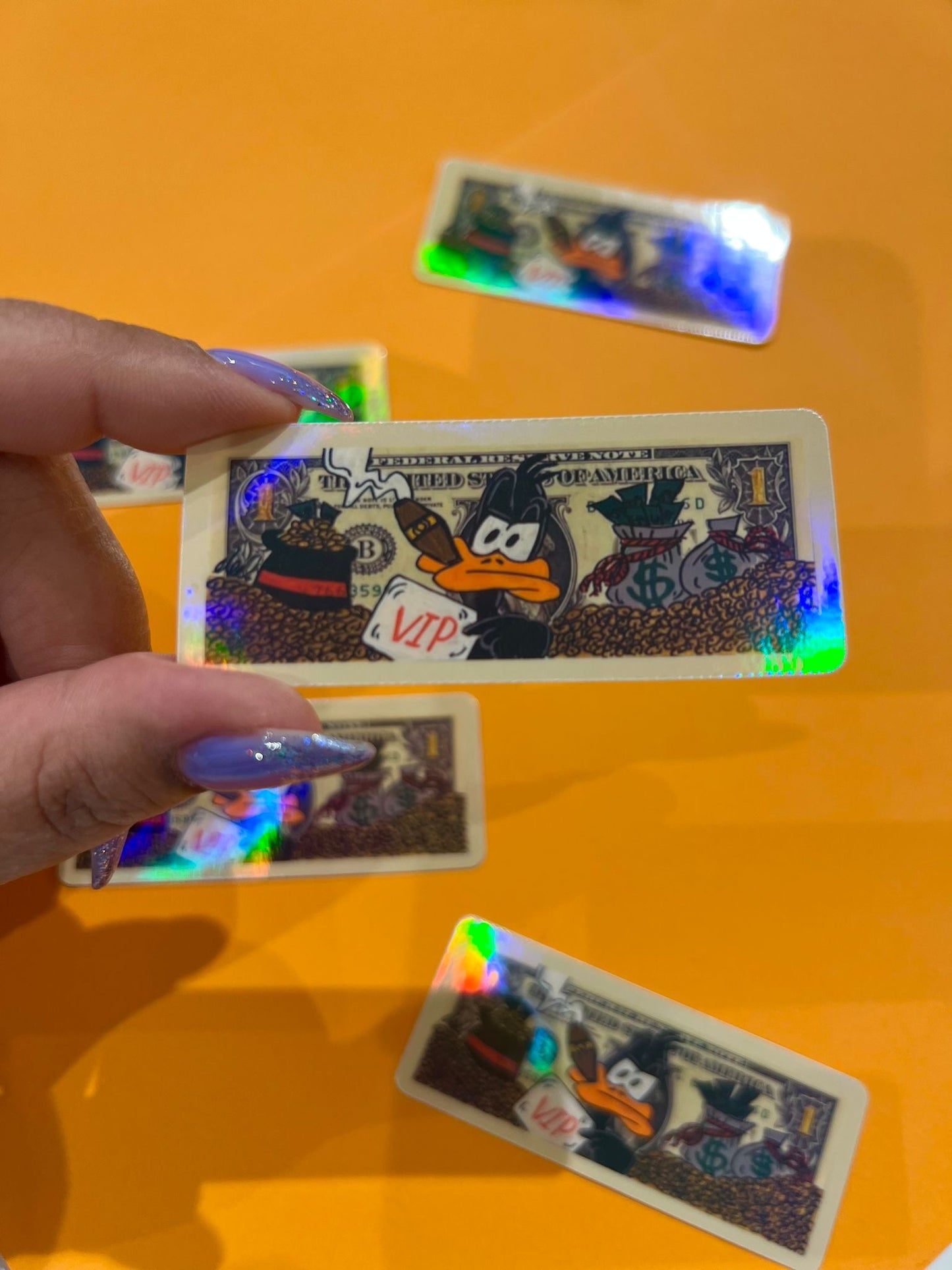 Dollar bill ( Daffy Duck VIP ) holographic sticker